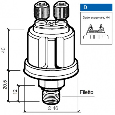 Sensore pressione olio VDO 0-25 bar (invertitore)