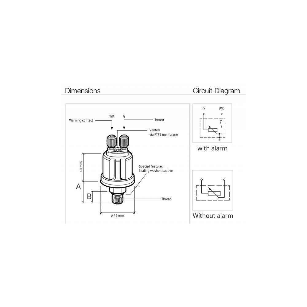 Sensore pressione olio VDO 0-5 bar c/allarme